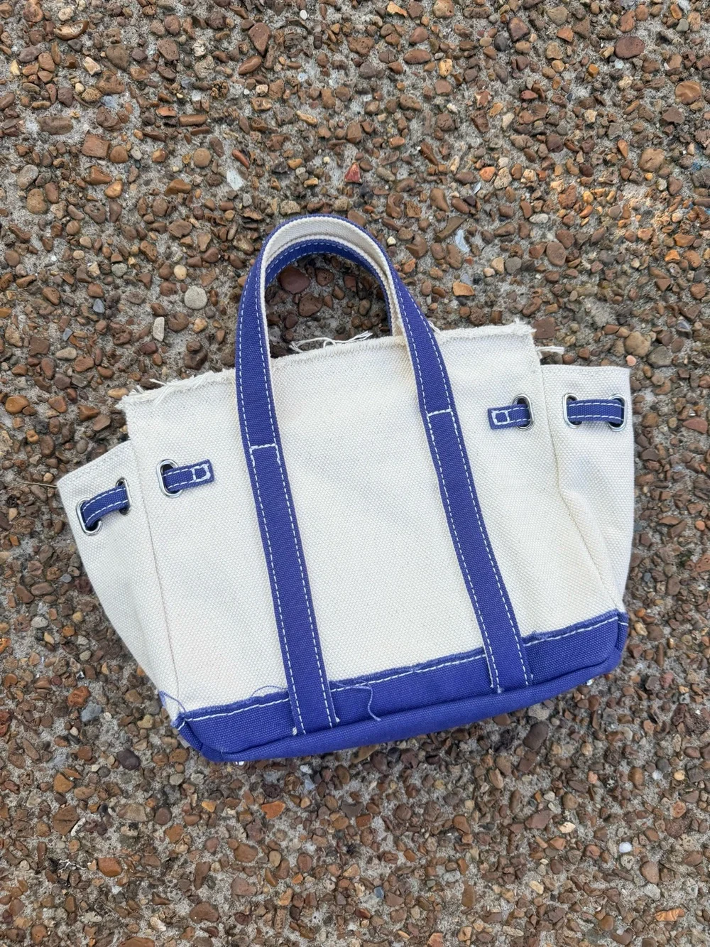 Canvas Tote Boatkin Bag with Blue Trim